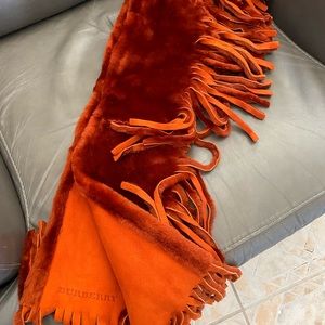 Burberry Fringe Shearling Scarf, new with tags.